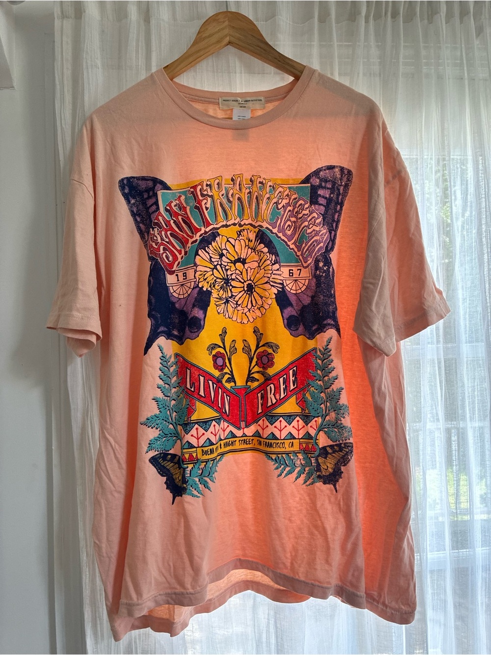 Project Social T Coral Pink 'Live Free' Graphic Tee